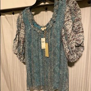 Anthropologie - brand new, never worn size L light turquoise print